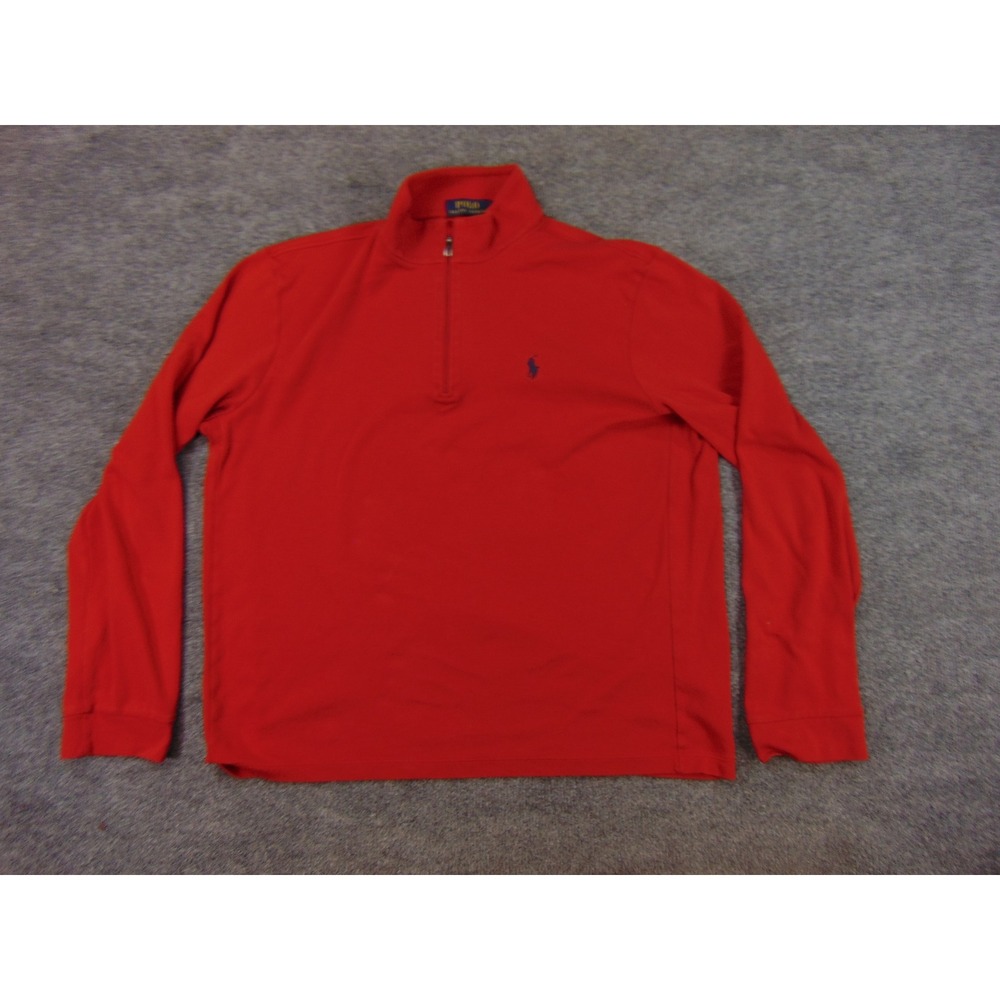 Polo Ralph Lauren Sweater Mens Large Red 1/4 Zip Jacket Fall Spring Preppy
